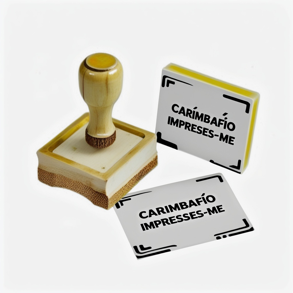 Conjunto de carimbos de madeira personalizados com dados de CNPJ da empresa